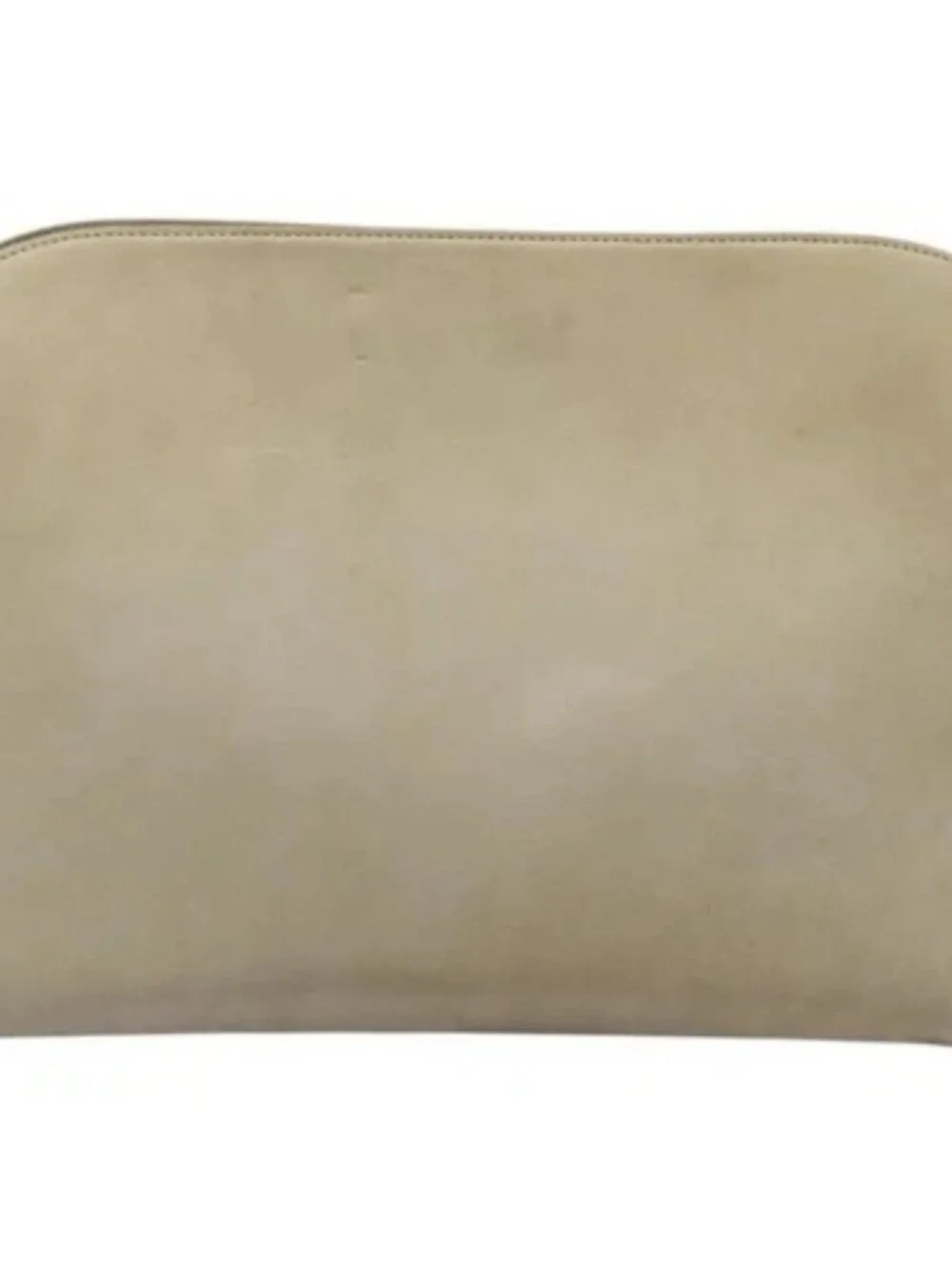 Salvatore Ferragamo Gancini Chain Shoulder Bag Suede Beige Gold Auth MY113